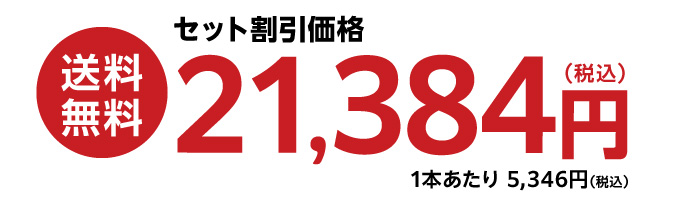 送料無料 セット割引価格 21,384円（税込）1本あたり 5,346円（税込）