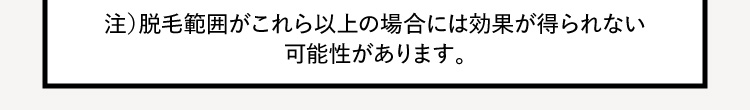 注)脱毛範囲がこれら以上の場合には効果が得られない可能性があります。