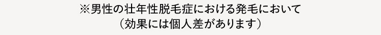 ※男性の壮年性脱毛症における発毛において(効果には個人差があります)