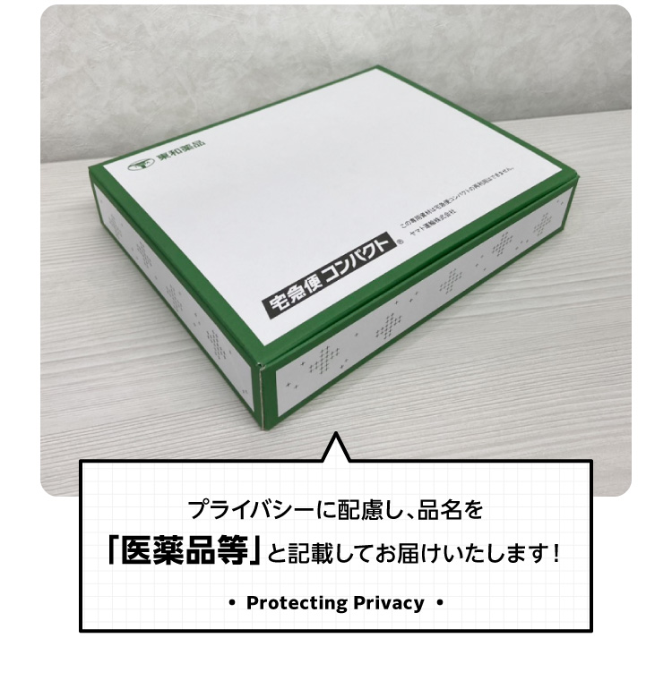 プライバシーに配慮し、品名を「医薬品等」と記載してお届けいたします！Protecting Privacy