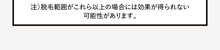 注)脱毛範囲がこれら以上の場合には効果が得られない可能性があります。