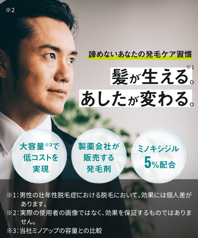諦めないあなたの発毛ケア習慣髪が生える。※1あしたが変わる。